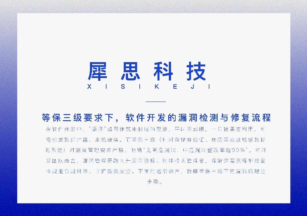等保三级要求下，软件开发的漏洞检测与修复流程